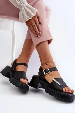 Sale Buty damskie Vinceza Sandały Damskie Z Eko Skóry Na Obcasie I Platformie Vinceza 36257 Czarne