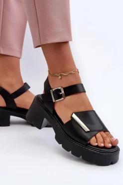 Sale Buty damskie Vinceza Sandały Damskie Z Eko Skóry Na Obcasie I Platformie Vinceza 36257 Czarne