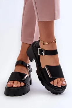 Sale Buty damskie Vinceza Sandały Damskie Z Eko Skóry Na Obcasie I Platformie Vinceza 36257 Czarne