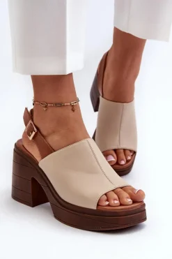 Damskie Buty damskie Vinceza Sandały Damskie Z Eko Skóry Na Masywnym Obcasie I Platformie Beżowe Meeyah