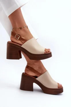 Damskie Buty damskie Vinceza Sandały Damskie Z Eko Skóry Na Masywnym Obcasie I Platformie Beżowe Meeyah