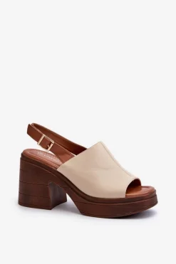 Damskie Buty damskie Vinceza Sandały Damskie Z Eko Skóry Na Masywnym Obcasie I Platformie Beżowe Meeyah