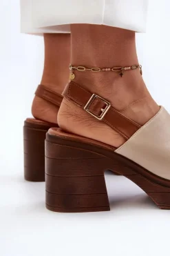 Damskie Buty damskie Vinceza Sandały Damskie Z Eko Skóry Na Masywnym Obcasie I Platformie Beżowe Meeyah