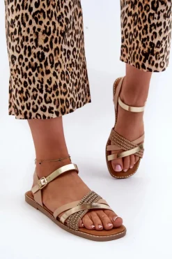 Best Buty Sergio Leone Sandały Damskie Z Eko Skóry Sergio Leone SK085H Złote