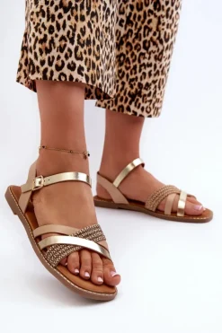 Best Buty Sergio Leone Sandały Damskie Z Eko Skóry Sergio Leone SK085H Złote