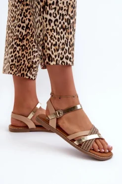 Best Buty Sergio Leone Sandały Damskie Z Eko Skóry Sergio Leone SK085H Złote