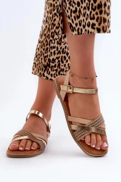 Best Buty Sergio Leone Sandały Damskie Z Eko Skóry Sergio Leone SK085H Złote