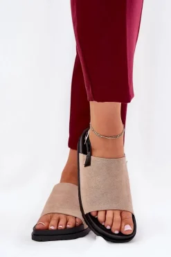 Outlet Boto Sandały Damskie Z Eko Zamszu Na Platformie Beżowe Migola