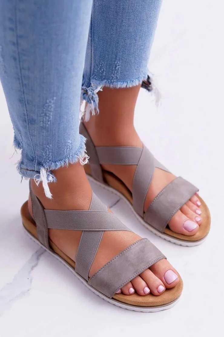 Damskie Boto Sandały Damskie Z Gumkami Khaki Itako