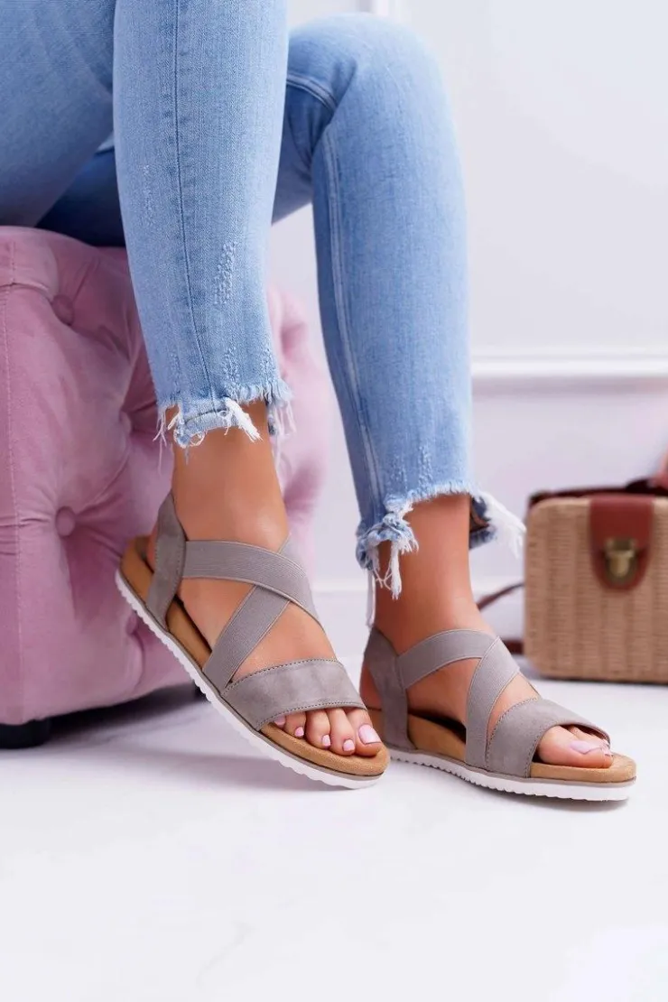 Damskie Boto Sandały Damskie Z Gumkami Khaki Itako