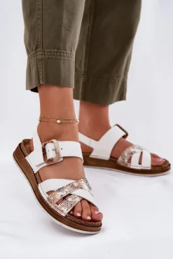 Damskie INBLU Sandały Damskie Z Klamrą GS000056 Białe