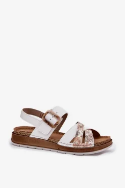 Damskie INBLU Sandały Damskie Z Klamrą GS000056 Białe