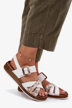 Damskie INBLU Sandały Damskie Z Klamrą GS000056 Białe