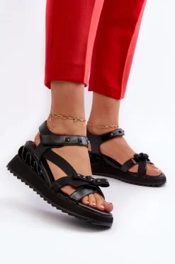 Damskie Damskie buty S.Barski Sandały Damskie Z Kokardką D&A CR956 Czarne