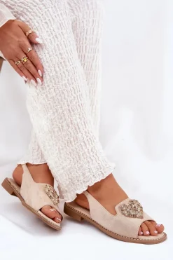 New Damskie buty S.Barski Sandały Damskie Z Ozdobnym Sercem S.Barski KV27-018 Beżowe