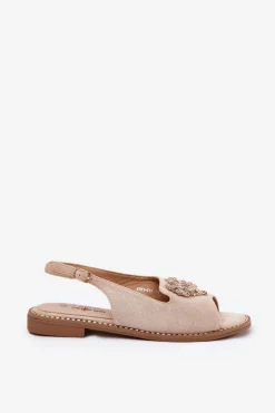 New Damskie buty S.Barski Sandały Damskie Z Ozdobnym Sercem S.Barski KV27-018 Beżowe