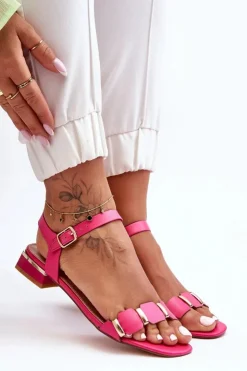 Damskie Boto Sandały Damskie Z Ozdobnym Paskiem Płaskie Fuksja Adissa