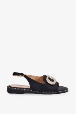 Damskie Damskie buty S.Barski Sandały Damskie Z Ozdobnym Detalem S.Barski KV51-081 Czarne