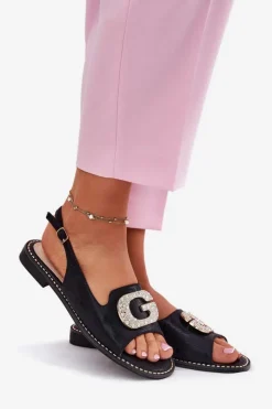 Damskie Damskie buty S.Barski Sandały Damskie Z Ozdobnym Detalem S.Barski KV51-081 Czarne