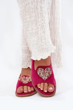 Damskie Damskie buty S.Barski Sandały Damskie Z Ozdobnym Sercem S.Barski KV27-018 Fuksja