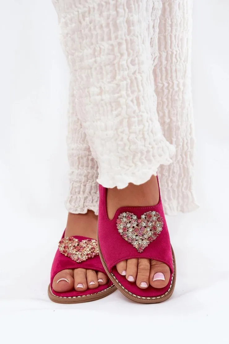 Damskie Damskie buty S.Barski Sandały Damskie Z Ozdobnym Sercem S.Barski KV27-018 Fuksja