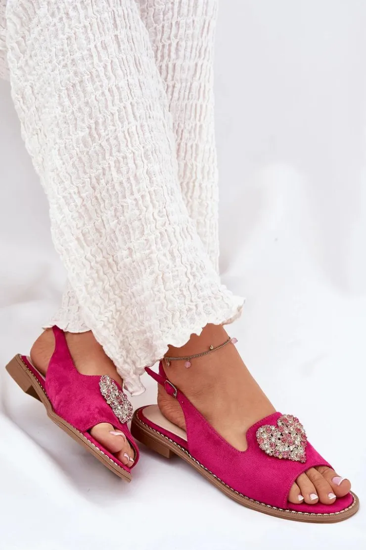 Damskie Damskie buty S.Barski Sandały Damskie Z Ozdobnym Sercem S.Barski KV27-018 Fuksja