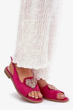 Damskie Damskie buty S.Barski Sandały Damskie Z Ozdobnym Sercem S.Barski KV27-018 Fuksja