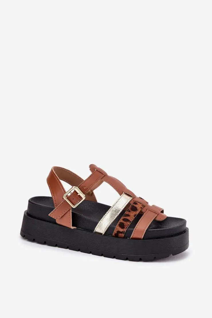 Discount Boto Sandały Damskie Z Paskami Na Platformie Camel Gallari
