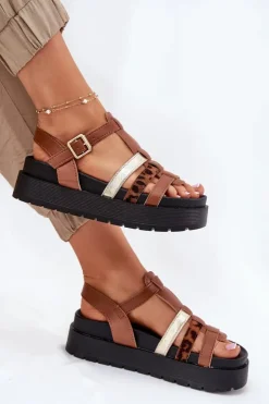 Discount Boto Sandały Damskie Z Paskami Na Platformie Camel Gallari