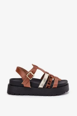 Discount Boto Sandały Damskie Z Paskami Na Platformie Camel Gallari