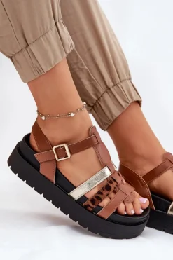 Discount Boto Sandały Damskie Z Paskami Na Platformie Camel Gallari