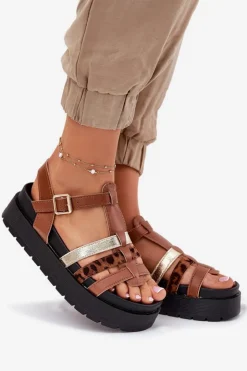 Discount Boto Sandały Damskie Z Paskami Na Platformie Camel Gallari