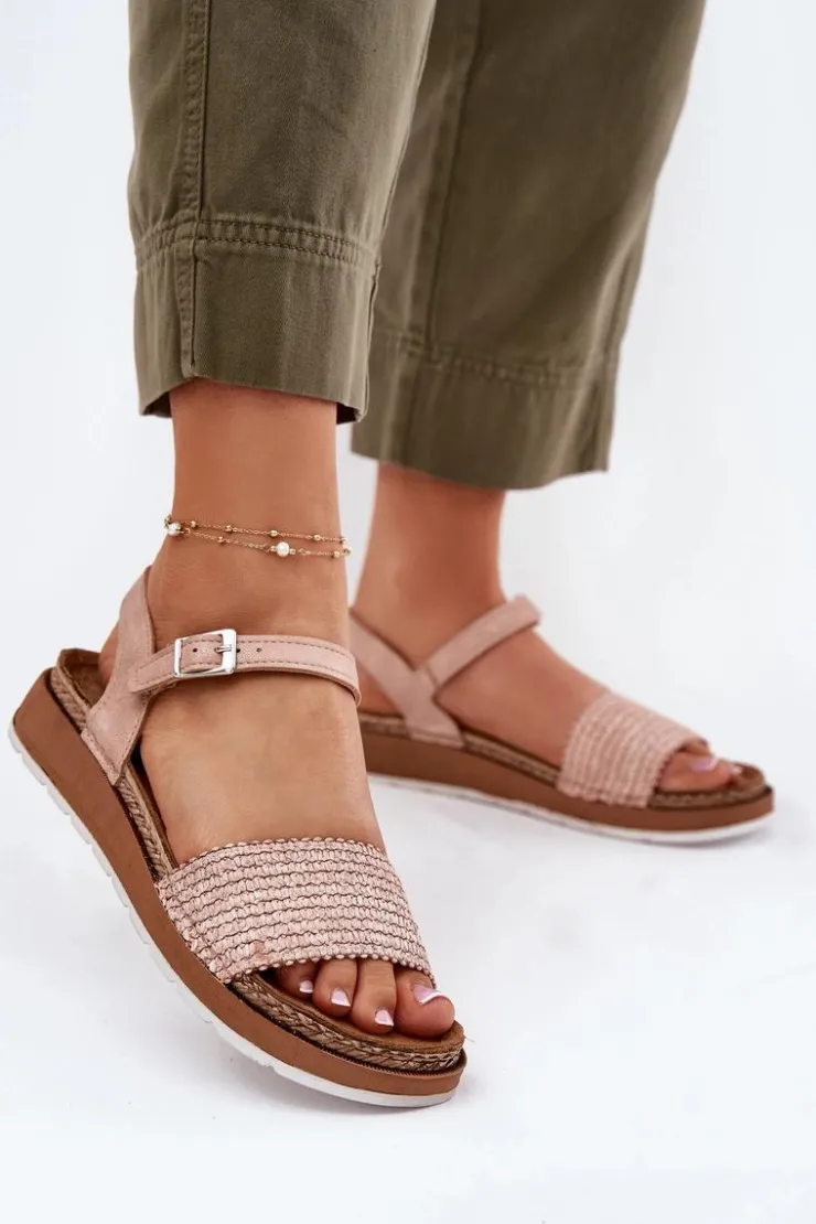 Sale INBLU Sandały Damskie Z Plecionką Na Pasku GS000050 Różowe