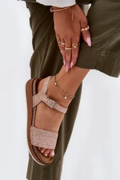 Sale INBLU Sandały Damskie Z Plecionką Na Pasku GS000050 Różowe