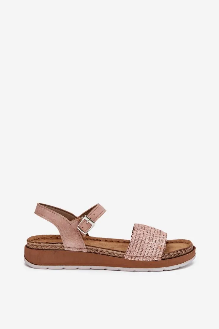 Sale INBLU Sandały Damskie Z Plecionką Na Pasku GS000050 Różowe
