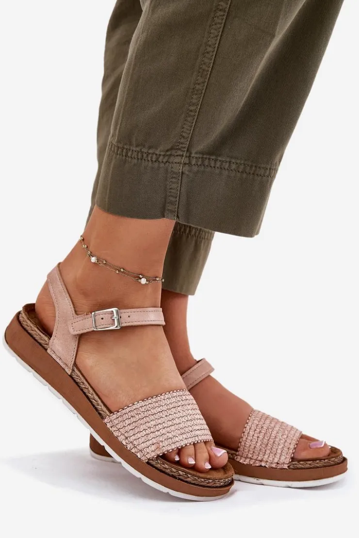 Sale INBLU Sandały Damskie Z Plecionką Na Pasku GS000050 Różowe