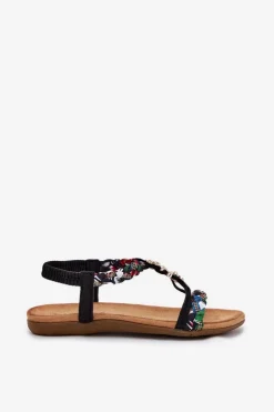 Damskie Evento Sandały Damskie Z Przypinkami I Plecionymi Paskami Czarne Nusoreth