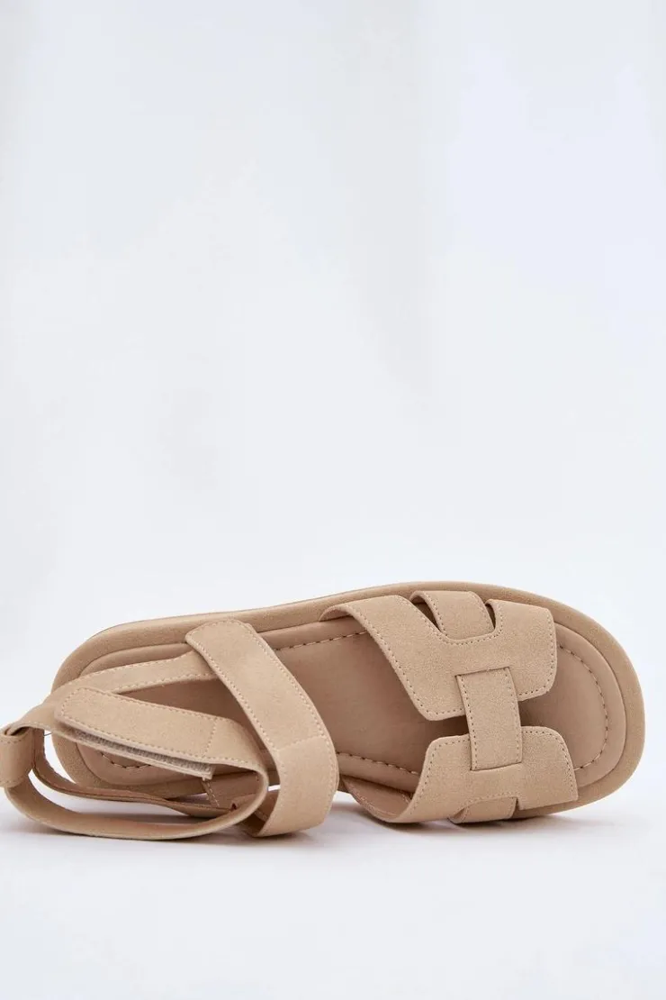 Discount Boto Sandały Damskie Z Rzepami Beżowe Uvissa Beżowy