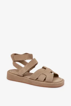 Damskie Boto Sandały Damskie Z Rzepami Khaki Uvissa