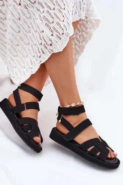 Online Boto Sandały Damskie Z Rzepami Czarne Uvissa Czarny