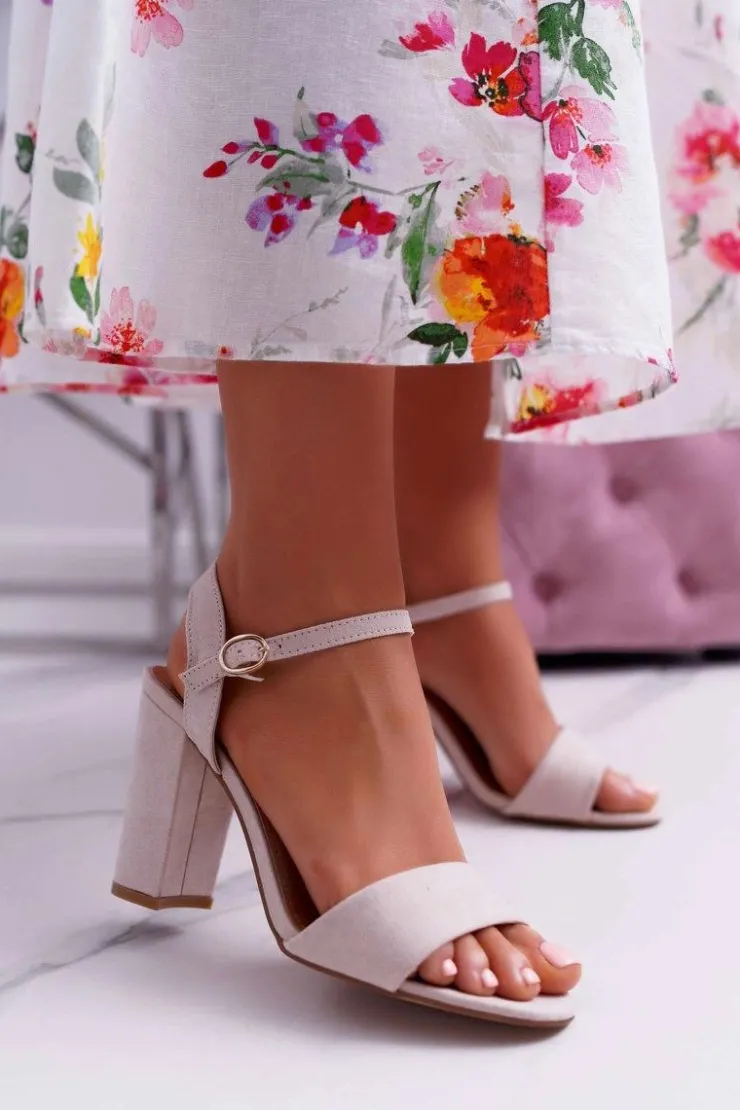 Damskie Boto Sandały Damskie Zamszowe Beżowe Baloo