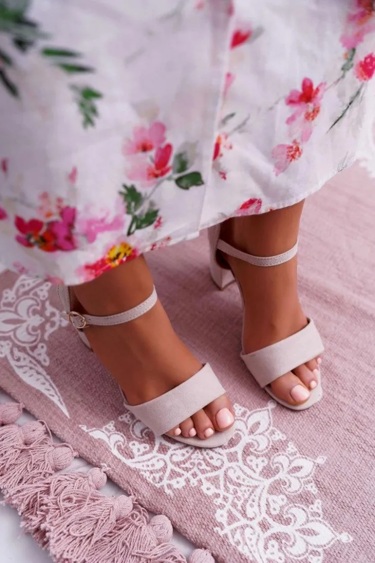 Damskie Boto Sandały Damskie Zamszowe Beżowe Baloo