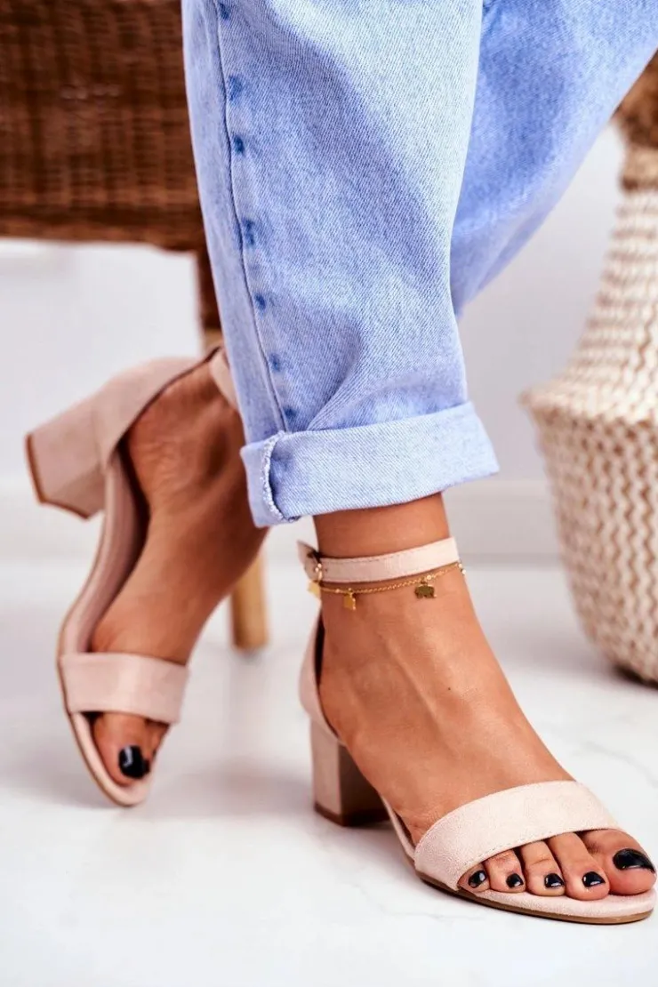 Sale Boto Sandały Damskie Zamszowe Beżowe Oh Baby!