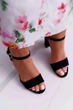 Sale Boto Sandały Damskie Zamszowe Czarne Baloo