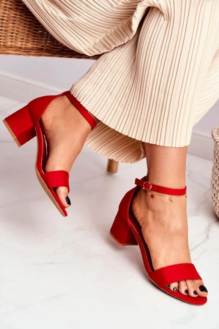 Damskie Boto Sandały Damskie Zamszowe Czerwone Oh Baby!