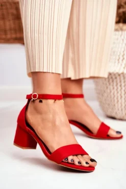 Damskie Boto Sandały Damskie Zamszowe Czerwone Oh Baby!