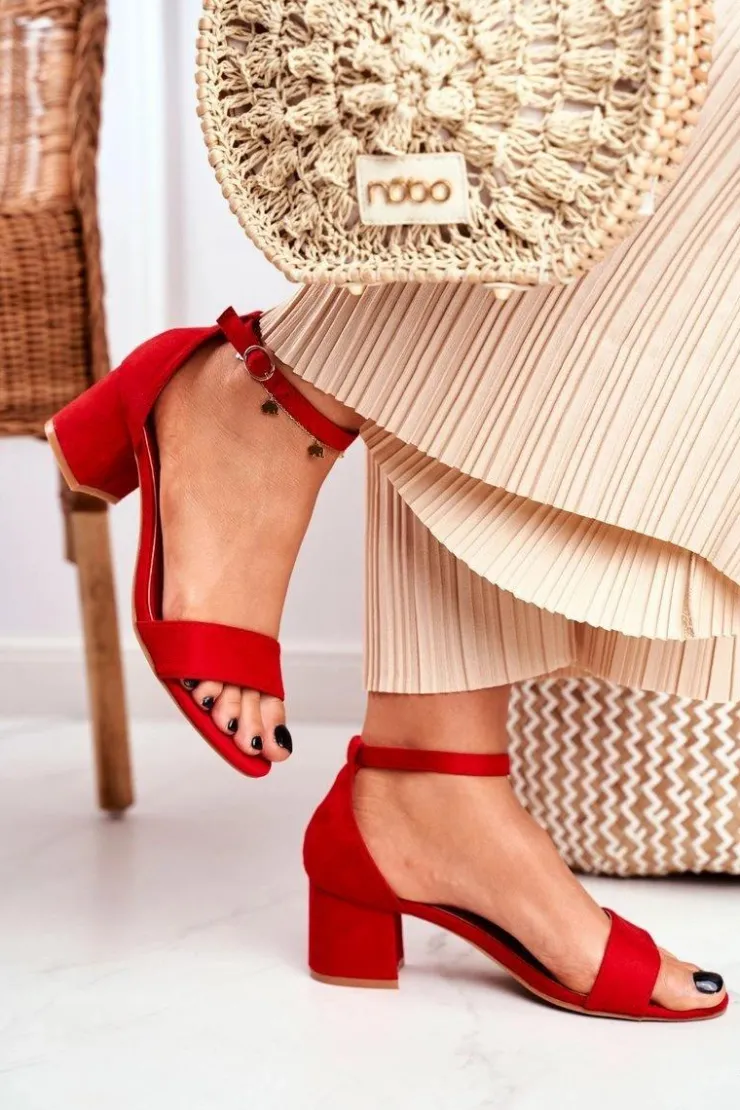 Damskie Boto Sandały Damskie Zamszowe Czerwone Oh Baby!