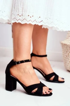 Damskie Boto Sandały Damskie Zamszowe Czarne Lady Milion