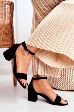 Boto Sandały Na Obcasie*Sandały Damskie Zamszowe Czarne Oh Baby!