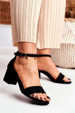 Boto Sandały Na Obcasie*Sandały Damskie Zamszowe Czarne Oh Baby!